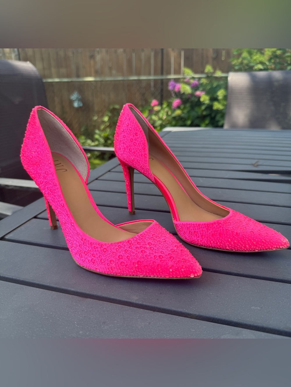 INC - Women’s (Sz 7.5) Barbie Pink Kenjay D'Orsay Pumps, Heels w/ Rhinestones